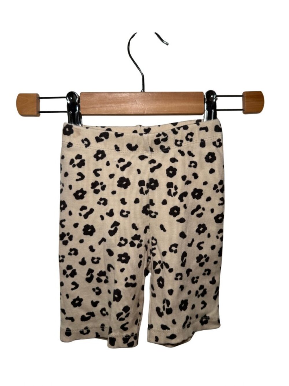 Zara Beige Black Leopard Ribbed Bike Shorts 4Y